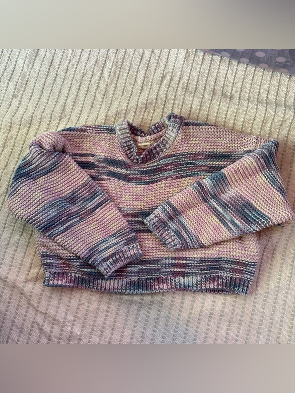 NWOT Billabong Pastel Striped Crewneck Sweater in Pink, Blue & Cream